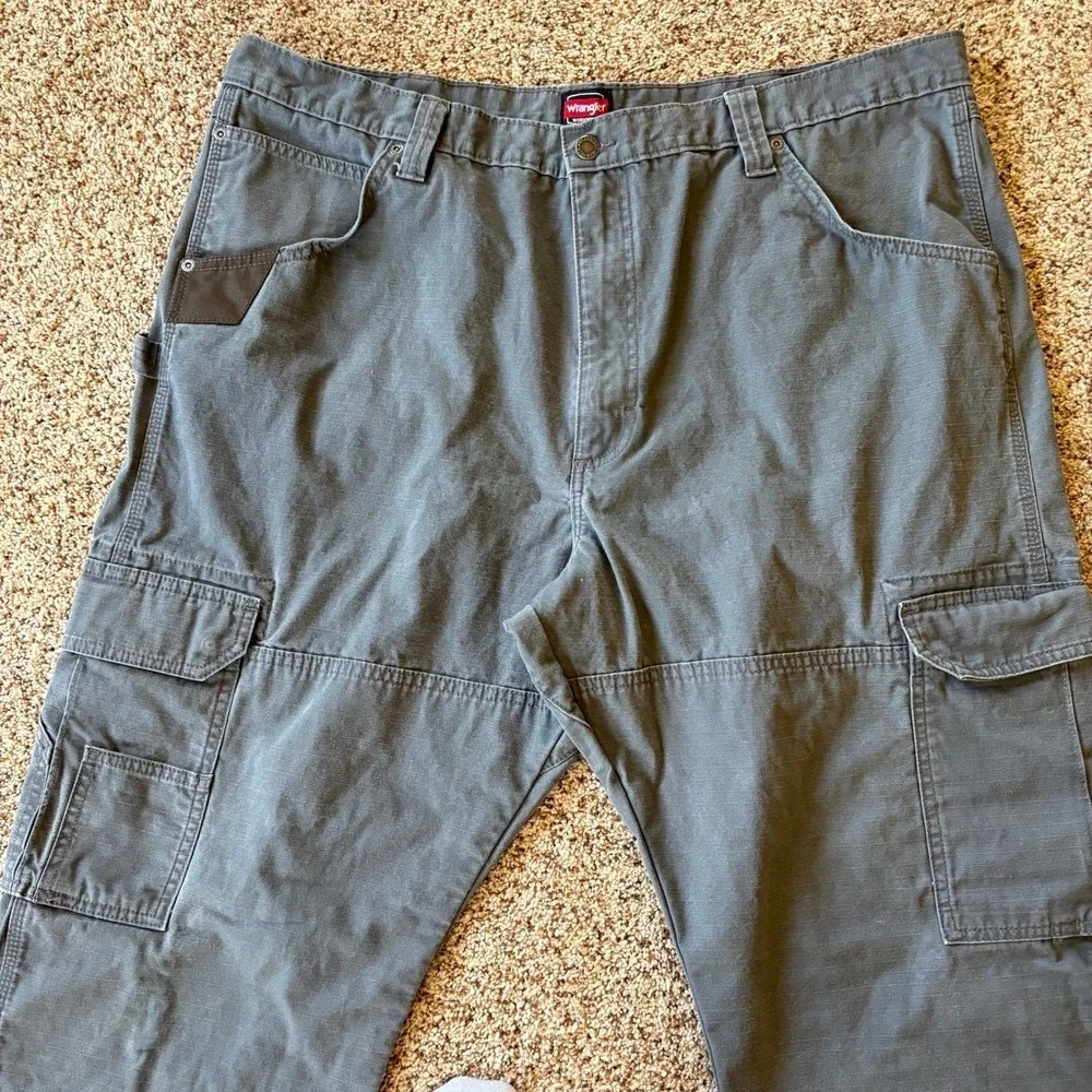 Wrangler Men Cargo Pants Workwear Ripstop Tactical 42x30 Gray Reinforced Pockets